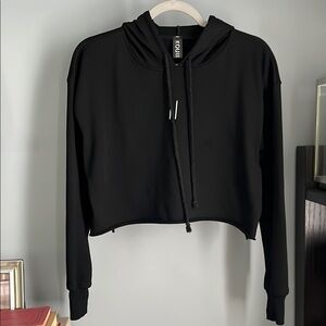 KOUII Terry Crop Hoodie (Black) M